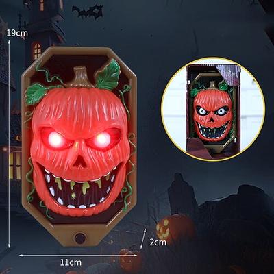 1 Stück Halloween-Skelett-Kürbis-Hexe, neckende Türklingel, Zunge, die Geisteraugen wirft, leuchtende Festival-Atmosphäre-Dekoration, AAA-Batteriebox