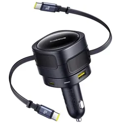 Baseus Enjoyment Max Car Charger C+C Cables & U+C Ports 90W Cosmic Black, Auto Adapter, Schwarz