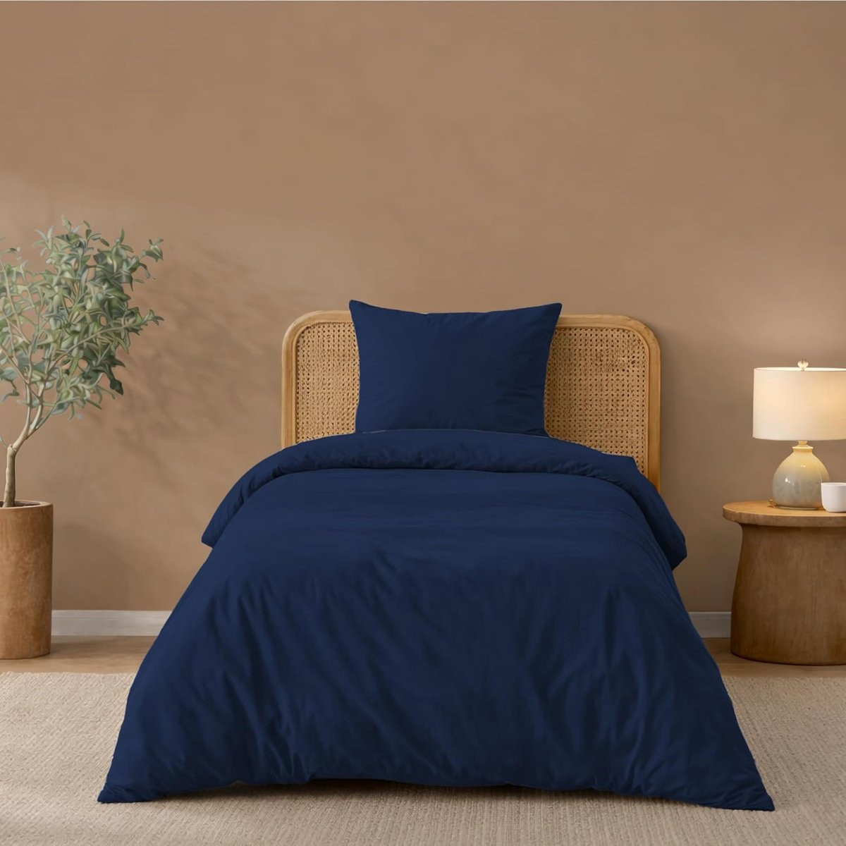 Twinzen Dekbedovertrek met 1 Kussensloop, Donkerblauw, 140 x 200 cm, Microvezel