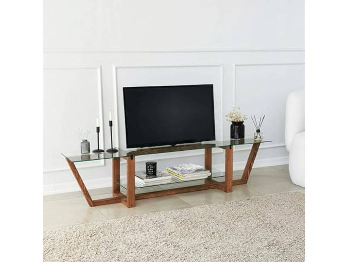 Dmora TV-Schrank Icarus 158x35x35 cm Braun, 2 Böden, 1 Fach