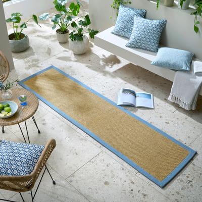 Teppich FLAIR RUGS "Sisal Look", blau, B:60cm H:6mm L:230cm, Kunstfaser, Teppiche, Teppich, Sisal Look Border Indoor Outdoor Bodenläufer Teppich