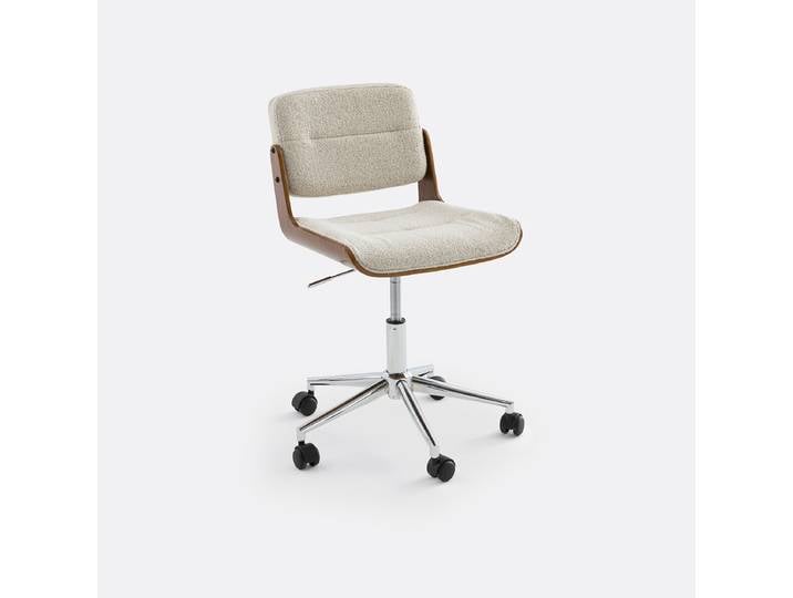LA REDOUTE Fauteuil de bureau tissu bouclette, Mikel Beige Ecru