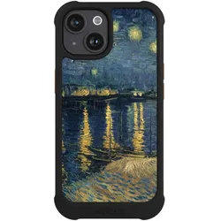 Nivocase Hülle für Apple iPhone 15 Stossfeste Handyhülle NIVOmax Case Schwarz Kunst Malerei (Apple iPhone 15), Smartphone Hülle, Schwarz