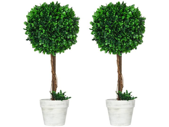 Homcom Künstliche Pflanzen, PE, Stahl, Grün, Kunststoff, 60 cm, Dekoration, Blumen & Blumentöpfe, Kunstpflanzen