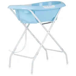 Chipolino Babybadewanne, Ständer Noemi klappbar, Ablauf, Ablagefächer, ab Geburt blau