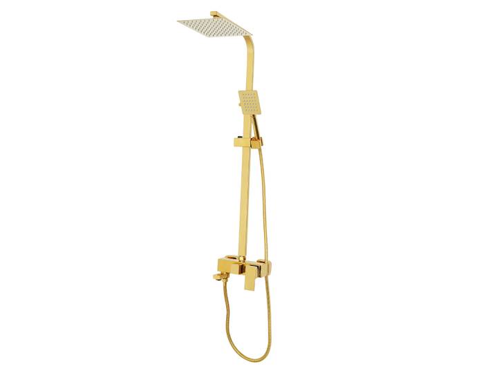 Ensemble de colonne de douche réglable en laiton doré, douche à effet pluie et douchette avec tuyau en acier inoxydable, ensemble de robinetterie de douche pour salle de bain