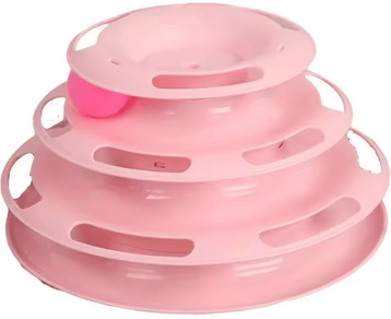 Inspire Curations SpinPaws Interactive 3 Tier Cat Track Tower Toy three Layers Pink