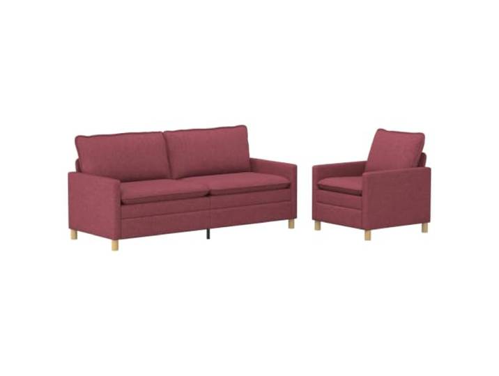 Coespram Sofagarnitur 2-Teilig Couch-Set Weinrot Stoff Metallrahmen Modernes Couchset für das Wohnzimmer mit weichem Stoffbezug, stabilem Metallgestell und 4 Sitzplätzen insgesamt.