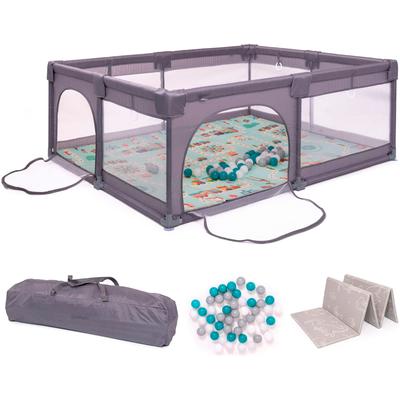 Laufstall BABYGO "Bällebad; Playpark 2", Baby, grau, Laufställe Laufgitter, inkl. 48 Spielbälle und Spielmatratze