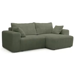 Madinitaly, Sofa + Bettsofa, Ecksofa zum Ausklappen – 4-Sitzer – BOBO – Grüner Stoff – 244 x 138 x 86 cm (Ecksofa)
