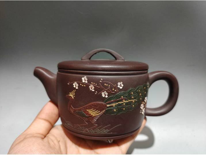 7 chinois Yixing violet argile théière peint Phoenix motif relief fleur de prunier Pot bouilloire théière Flagon Amass richesse