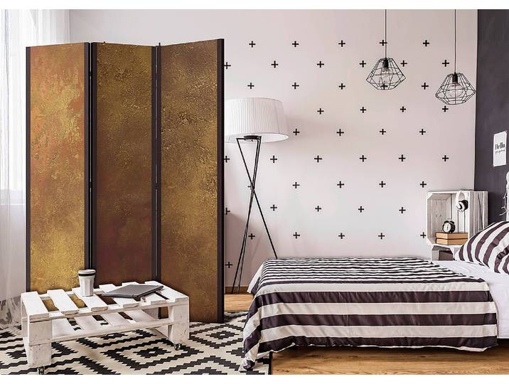 Paravent Golden Temptation 1 côté Intissé sur bois massif Doré 135 x 172cm