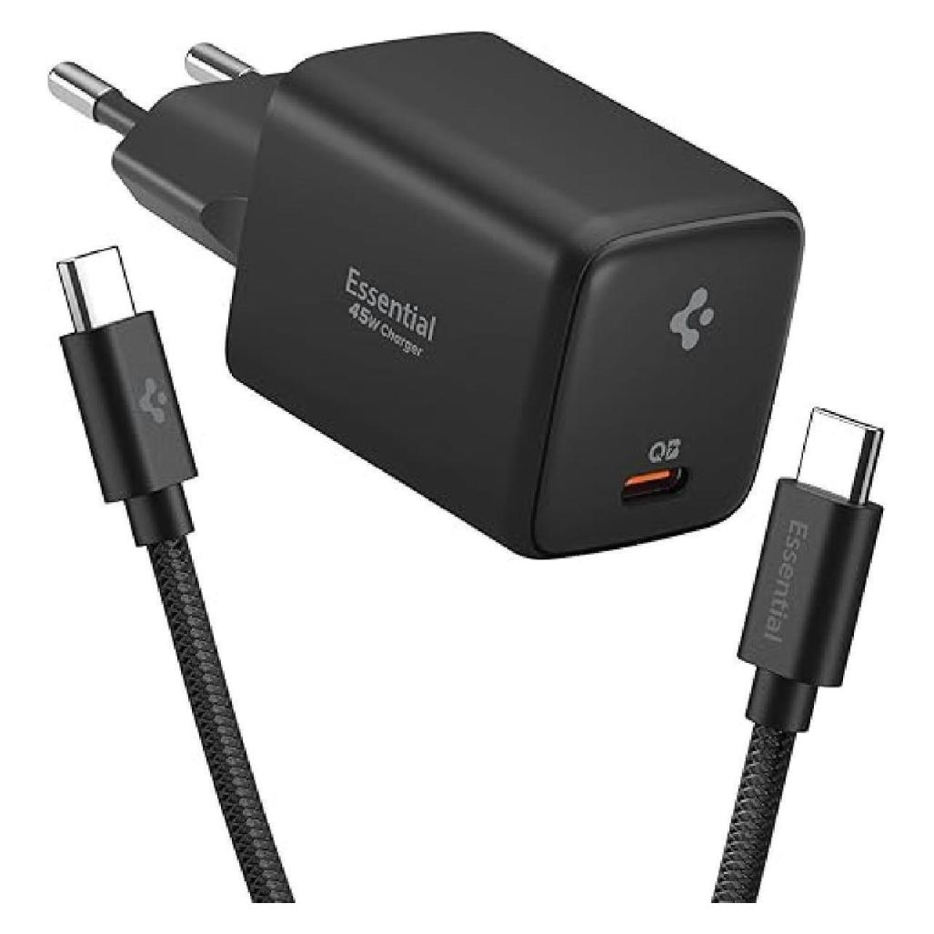 Spigen Essential 45W Wandladegerät EE451EU, schwarz (45 W, 1 Port) (8800283303087-ACH09474)