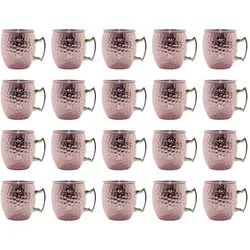 AcMax 20 Stück Moscow Mule Becher Kupferbecher gehämmert Cocktail Tasse mit Hammerschlag