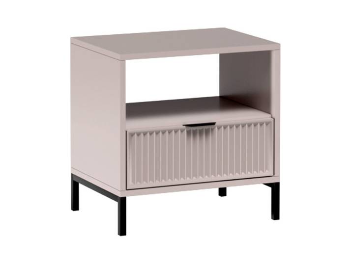 Lomadox Nachttisch LAURO-161, Nachtkonsole Nachtkommode Nachtschrank Kaschmir beige Rillenoptik