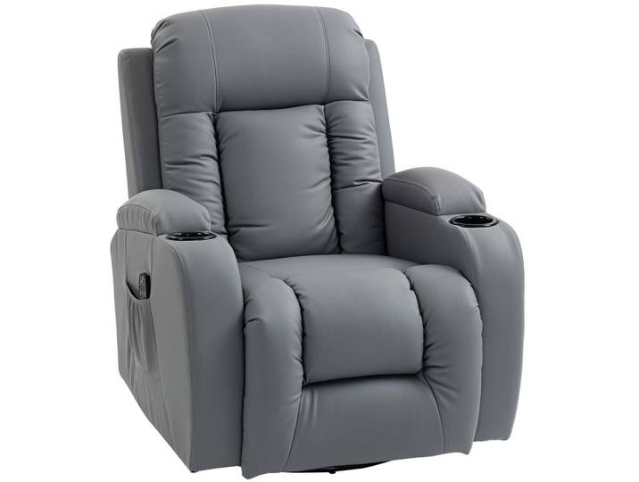 Homcom Relaxsessel Kunstleder, Hellgrau, Textil, 82x103x99 cm, Wohnzimmer, Sessel, Massagesessel