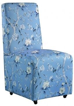 Esofastore Modern Dining Side Chairs Set Blue Fabric Upholstered Caster Wheeled