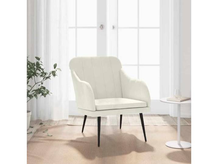 HEFZGDB Sessel Creme 63x76x80 cm Samt Relaxsessel mit gepolsterter Rückenlehne und Metallgestell für Wohnzimmer Komfort