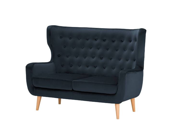 Sofa Boyka I 2-Sitzer Blau/Dunkelblau Samt Ravi 144 x 105 x 88cm Skandi