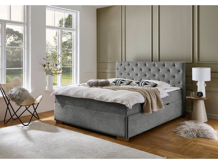 Boxbett Juanera 180 x 200cm Strukturstoff Asali Schwarz