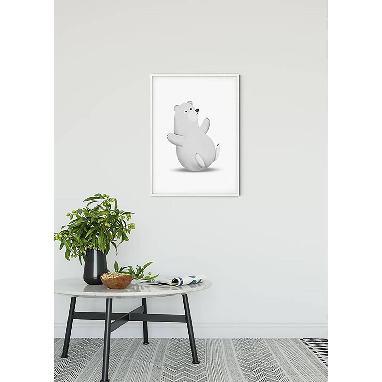 home24 Cute Animal Polar Bear Fotopapier met zijdeachtig mat oppervlak en hoge lichtbestendigheid, 50 x 70 cm