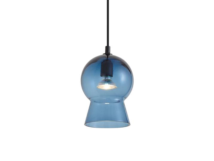 Suspension rétro noire avec verre bleu pour système de rail