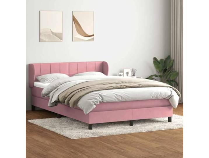RJPLMFV Komplettes Bett, Velours, Rosa, 140 x 220 cm, mit verstellbarem Kopf