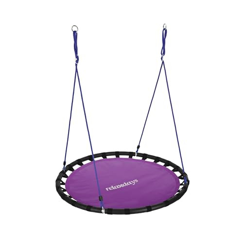 Relaxdays ronde nestschommel voor kinderen, paars, Ø: 120 cm