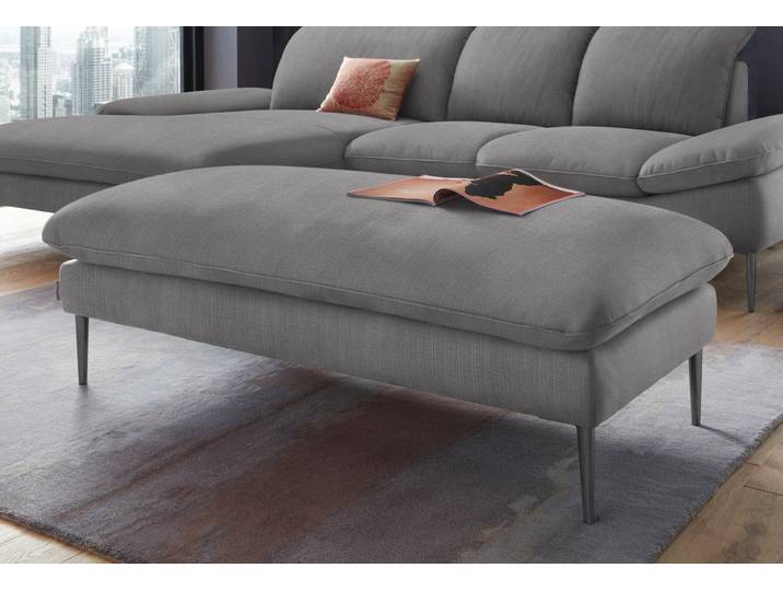 Hocker, Grau, 151x45x71 cm, Chenille & Glattleder, Modern, Willi-Schillig