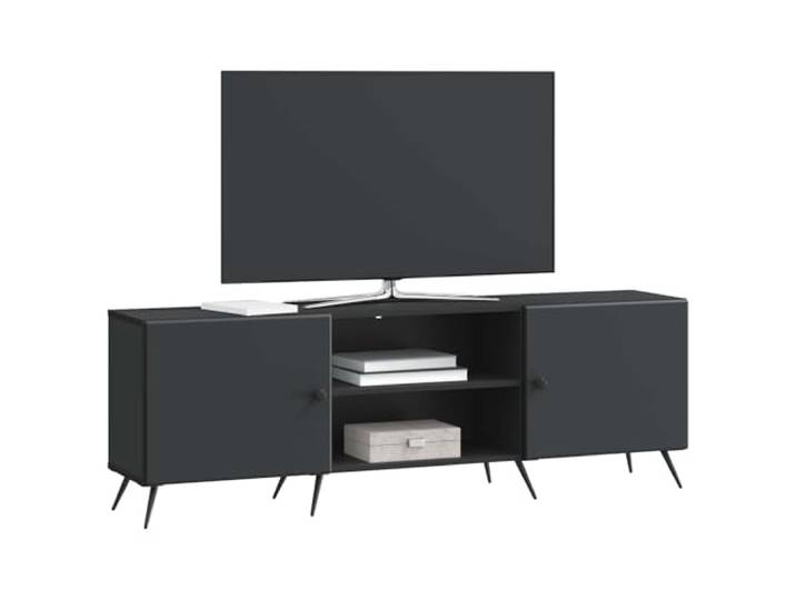 GKHPYURE TV-Schrank Schwarz 150 x 31 x 50 cm Holz Vintage-Design, Metallgriffe, 90° Türen, großer Raum, einfache Pflege