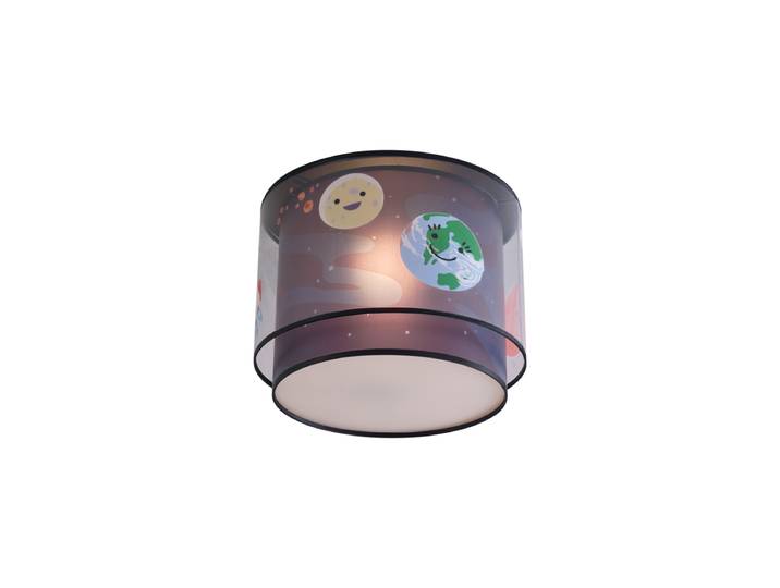 Plafonnier pour enfants noir avec vaisseau spatial et étoiles -