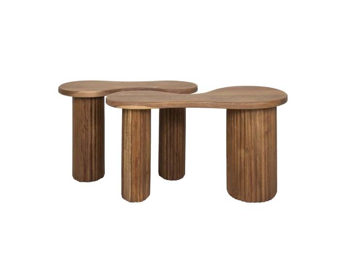 Set de tables basses organiques en bois d'acacia