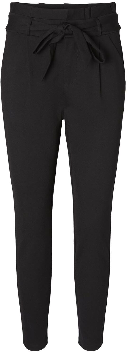 Paperbag-Hose VERO MODA "VMEVA HR LOOSE PAPERBAG PANT GA NOOS", Damen, Gr. L (40), Länge 34, schwarz, Milano Rib, Obermaterial: 65% Viskose, 30% Nylon, 5% Elasthan, unifarben, loose fit knöchellang, Hosen Paperbag-Hose, Viskosemischung