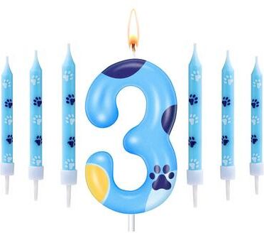 Uplift Treasures Blue Dog Paw Number Birthday Cake Candle 3