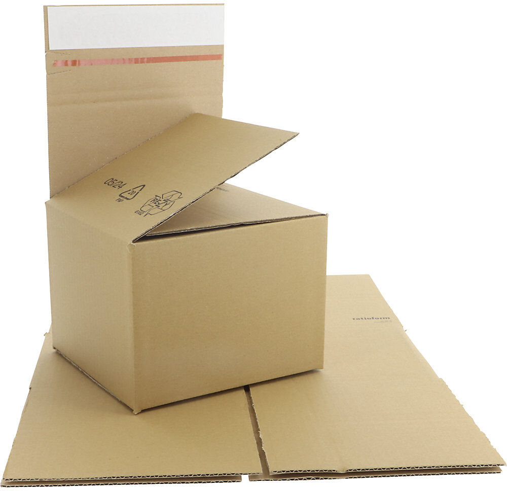 Readybox Karton, mit Selbstklebeverschluss, LxBxH 310 x 210 x 174 mm, Palette mit VE 520 Stk ratioform flow