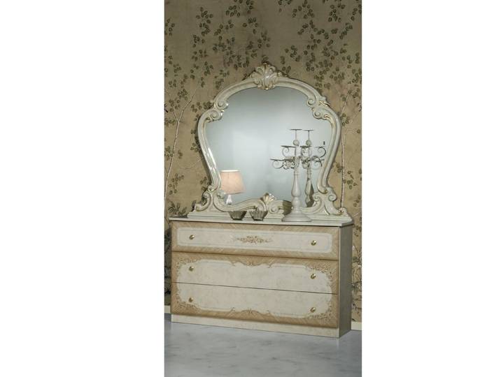 Interdesign24 Kommode Serafina (mit 3 Schubladen, floralen Verzierungen), in Beige Hochglanz