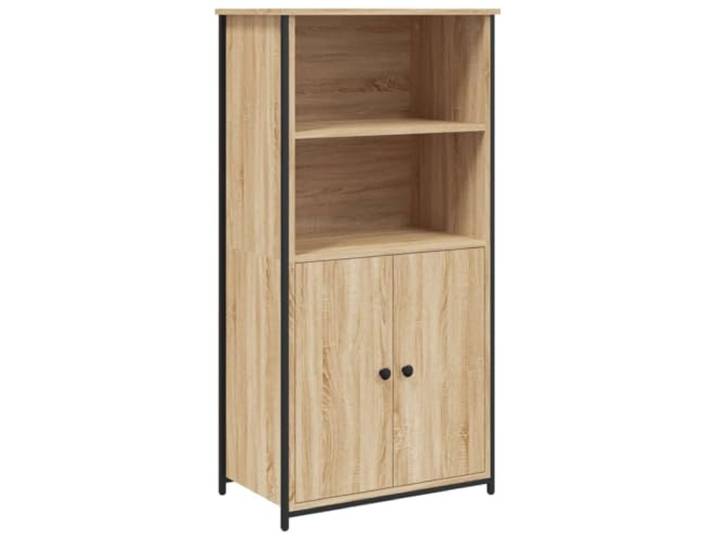 KGFHERENB Highboard Sonoma-Eiche 62x36x121,5 cm Kommode Anrichte Stilvoller Beistellschrank in Sonoma-Eiche Optik mit metallischen Beinen für Wohnzimmer und Flur, viel Stauraum hinter Türen.