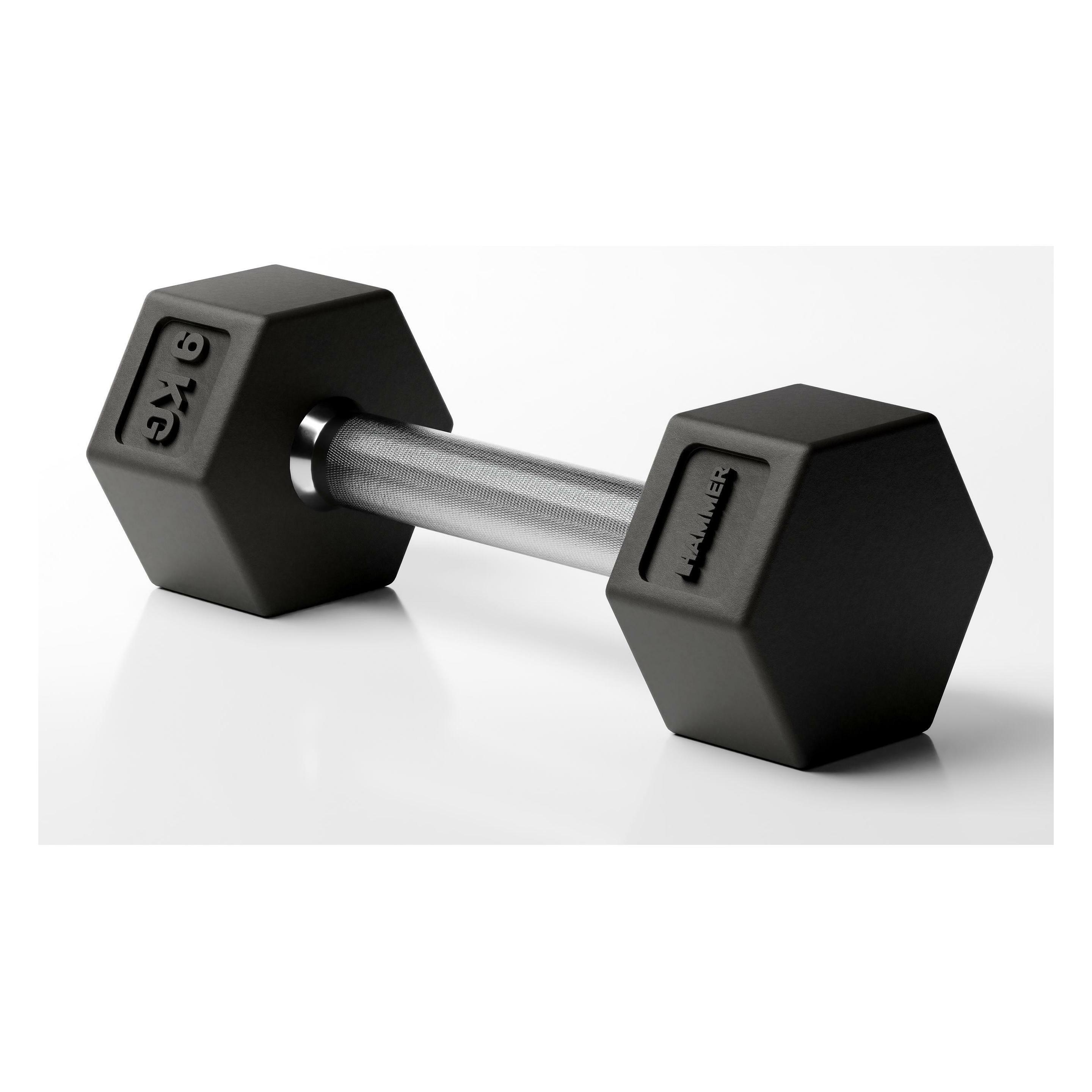 Hammer Fitness HAMMER Kurzhantel Hexagon PRO 1 x 9 kg, Hantelart (1 x 9 kg) (17408)