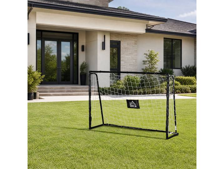 HOMCOM But de Football Métal 186x62x123cm Noir Blanc