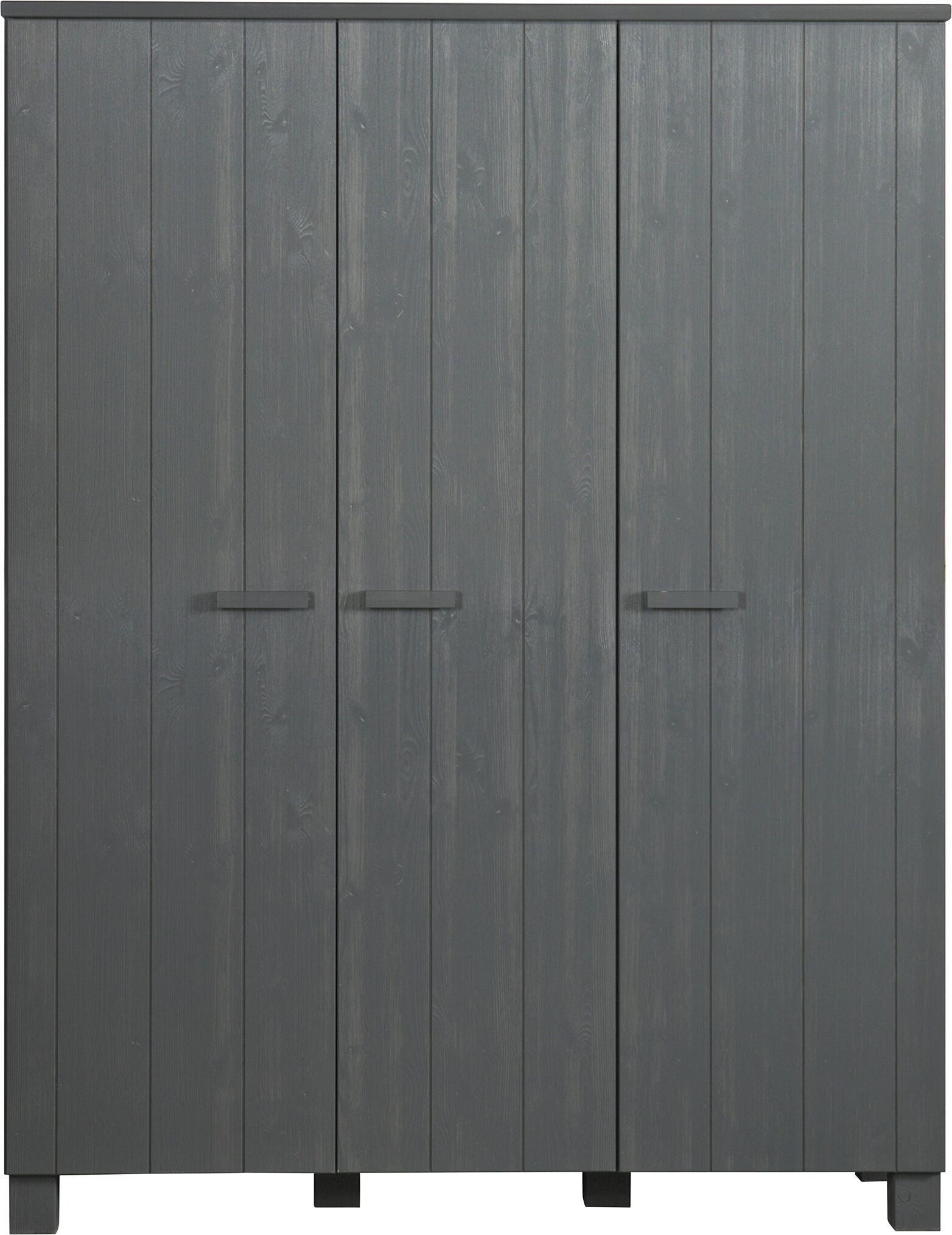 Garderobenschrank WOOOD "Dennis Mehrzweckschrank mit gebürsteter Oberfläche", grau (stahlgrau), B:158cm H:202cm T:55cm, FSC-zertifizierter Holzwerkstoff, Schränke, Garderobenschrank, FSC Kiefer massiv, gebürstet, Höhe 202 cm stahlgrau B/H/T: 158cm x 202cm