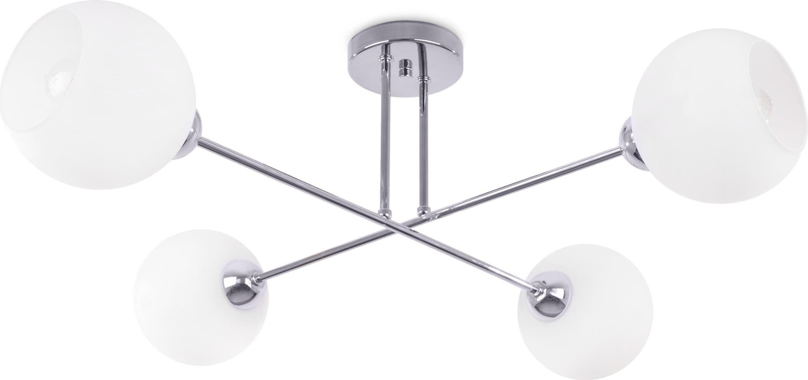 LIGHT HOME LH ASTURIA plafondlamp, chroom, 4 lampen, witte kappen, E27
