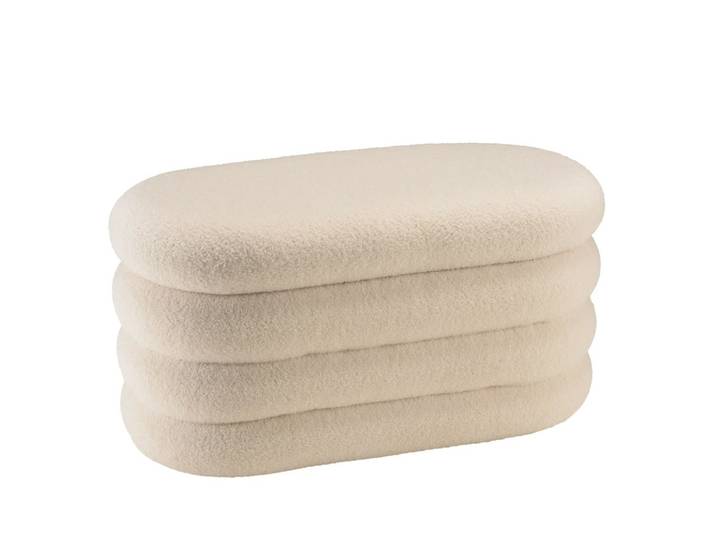Banc avec rangement en tissu bouclette blanc l85