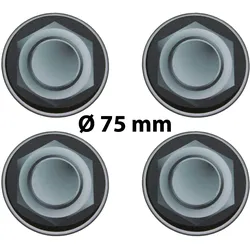 4 x Ø 75 mm Polymere Aufkleber / Radmutter-Optik / Nabenkappen, Felgendeckel