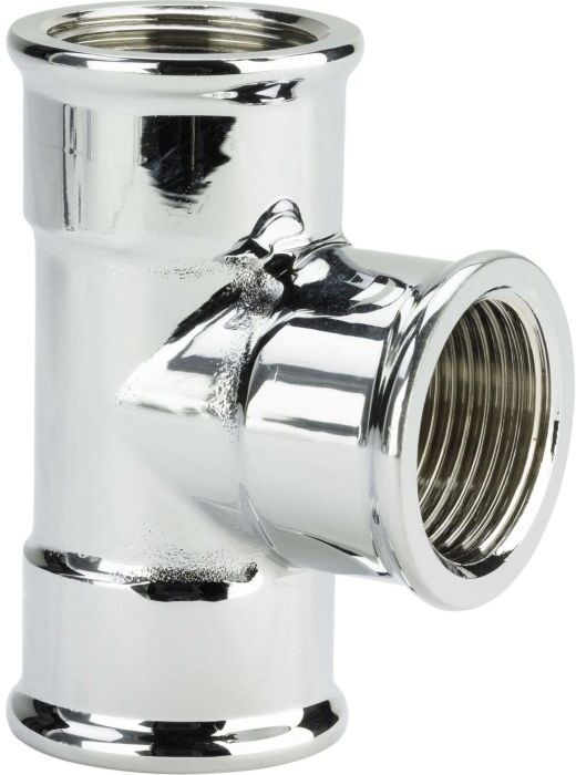 Viega T-Stück 111762 Rp 3/4, Rp dreiseitig, Messing verchromt
