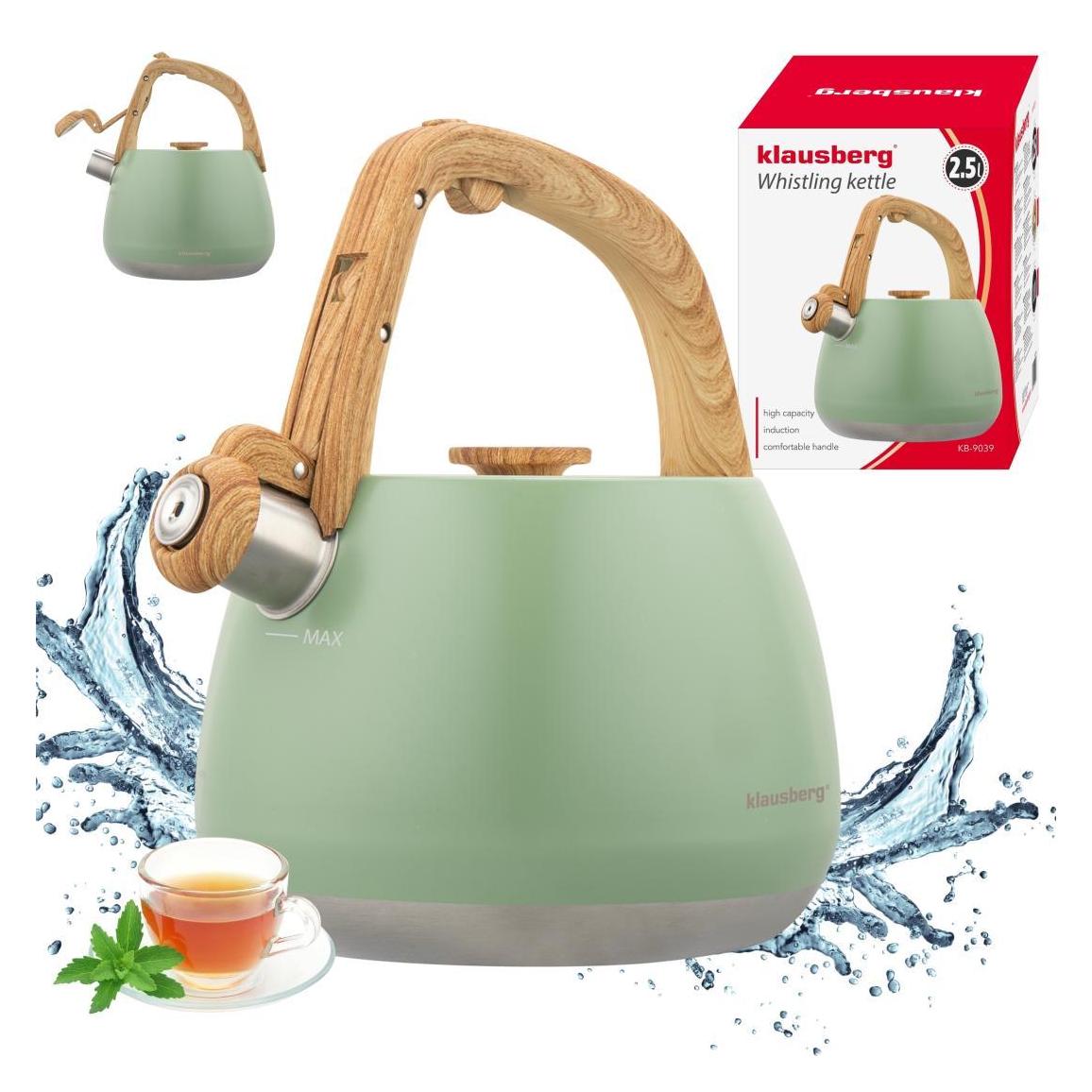 Klausberg CZAJNIK STALOWY Z GWIZDKIEM 2,5L KB-9039 PISTACJOWY (2.50 l) (72592637)