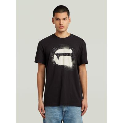 T-Shirt G-STAR "Spray G Logo T-Shirt", Herren, Gr. XS, dk schwarz, Obermaterial: 100% Baumwolle, Shirts T-Shirt