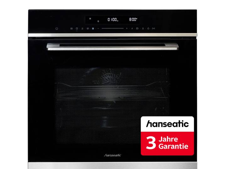 HANSEATIC Backofen mit Mikrowelle 7NF30T0-E111E , silber (schwarz), B:59,5cm H:59,5cm T:56,5cm, Backöfen, inkl. 3 Jahre Herstellergarantie, Backofen mit Mikrowelle