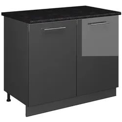 Vicco, Regal, Spülenunterschrank Fame-Line, Anthrazit Hochglanz/Anthrazit, 100 cm, AP Anthrazit