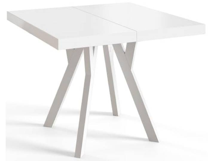 Esstisch Ausziehbar Rico 100-200cm, Weiß, Holzbeine, Modernes Design Quadratischer Tisch, Moderner Design, Wohnzimmertisch und Küchentisch, Stabile Konstruktion, Weiße Beine