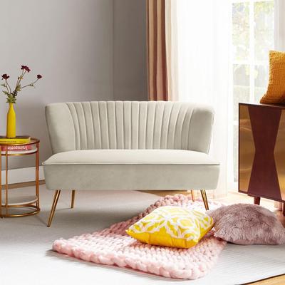 HULALA HOME Delicia 3 Piece High-Quality Velvet Fabric Living Room Set with Sturdy Legs
